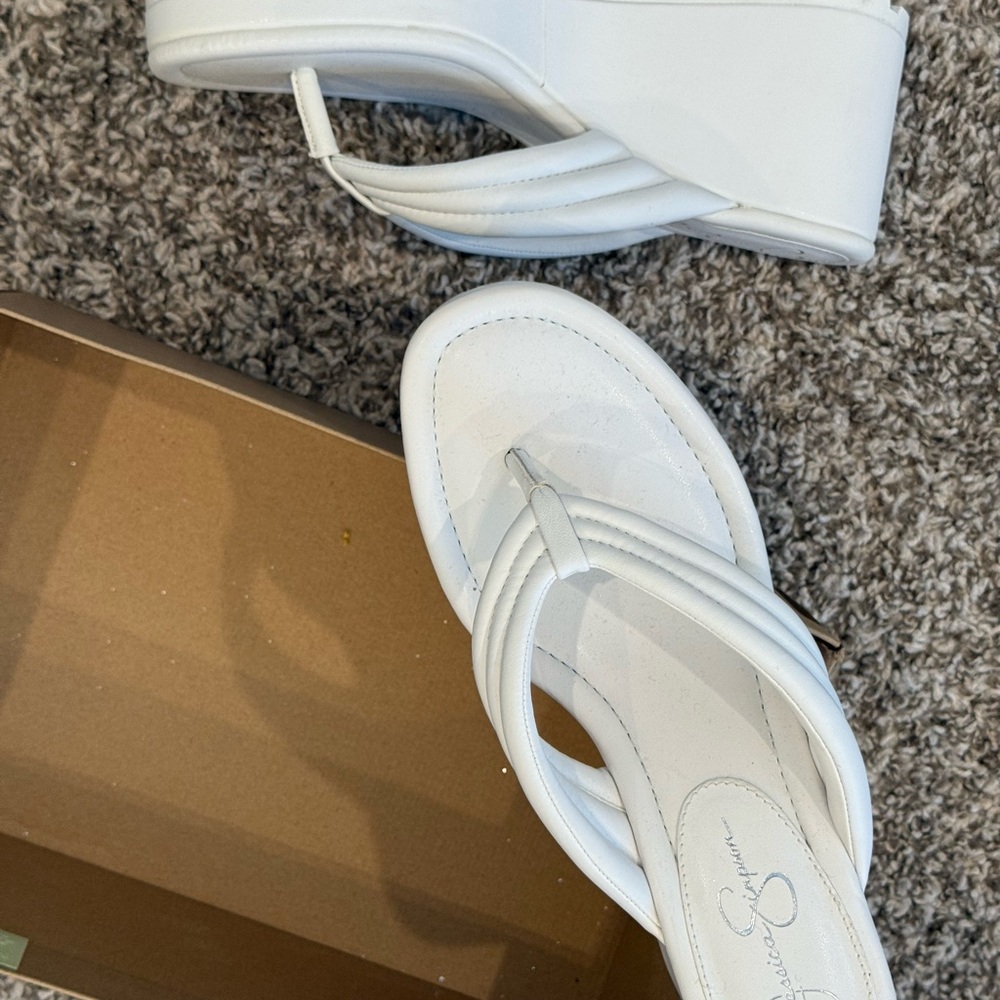 Jessica Simpson White Minimalist Sandals